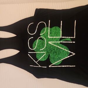 Express Black Tank Top with Silver Text